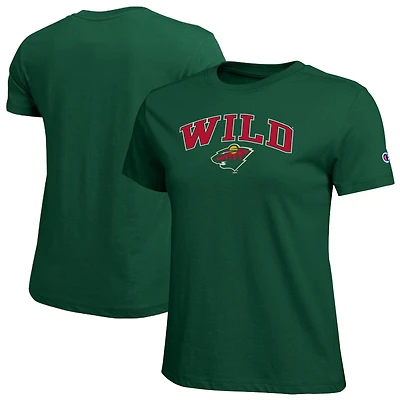 T-shirt Champion Green Minnesota Wild pour femmes avec logo mascotte Arch