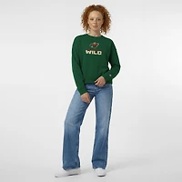 Women's Champion  Green Minnesota Wild Wordmark Lockup Powerblend Sweatshirt