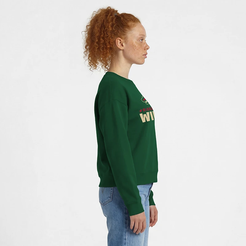 Women's Champion Green Minnesota Wild Wordmark Lockup Powerblend Sweatshirt