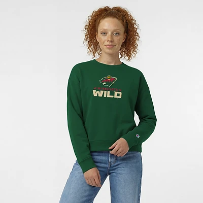 Women's Champion  Green Minnesota Wild Wordmark Lockup Powerblend Sweatshirt