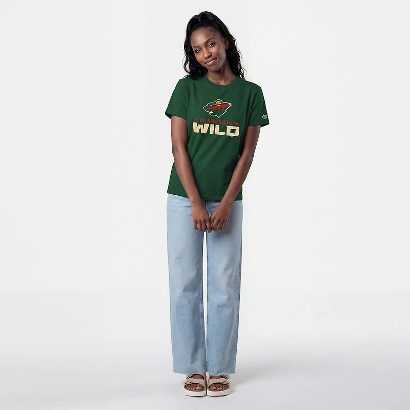 Women's Champion Green Minnesota Wild Wordmark Lockup T-Shirt