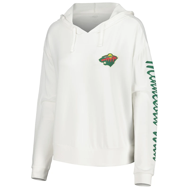 T-shirt à capuche manches longues Concepts Sport blanc Minnesota Wild Accord Hacci pour femmes