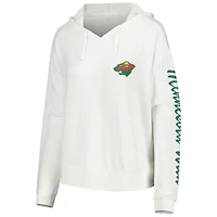 T-shirt à capuche manches longues Concepts Sport blanc Minnesota Wild Accord Hacci pour femmes