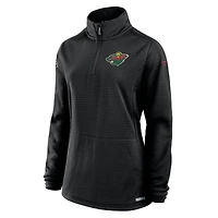 Women's Fanatics  Black Minnesota Wild Authentic Pro Rink Lightweight Quarter-Zip Pullover Top
