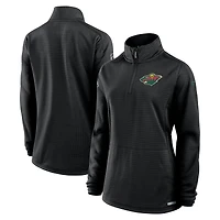 Women's Fanatics Black Minnesota Wild Authentic Pro Rink Quarter-Zip Pullover