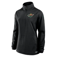 Women's Fanatics Black Minnesota Wild Authentic Pro Rink Quarter-Zip Pullover