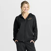Women's Fanatics Black Minnesota Wild Authentic Pro Rink Raglan Full-Zip Hoodie