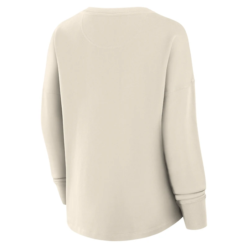 Women's Fanatics Cream Minnesota Wild Oversized Slice Pullover Sweatshirt