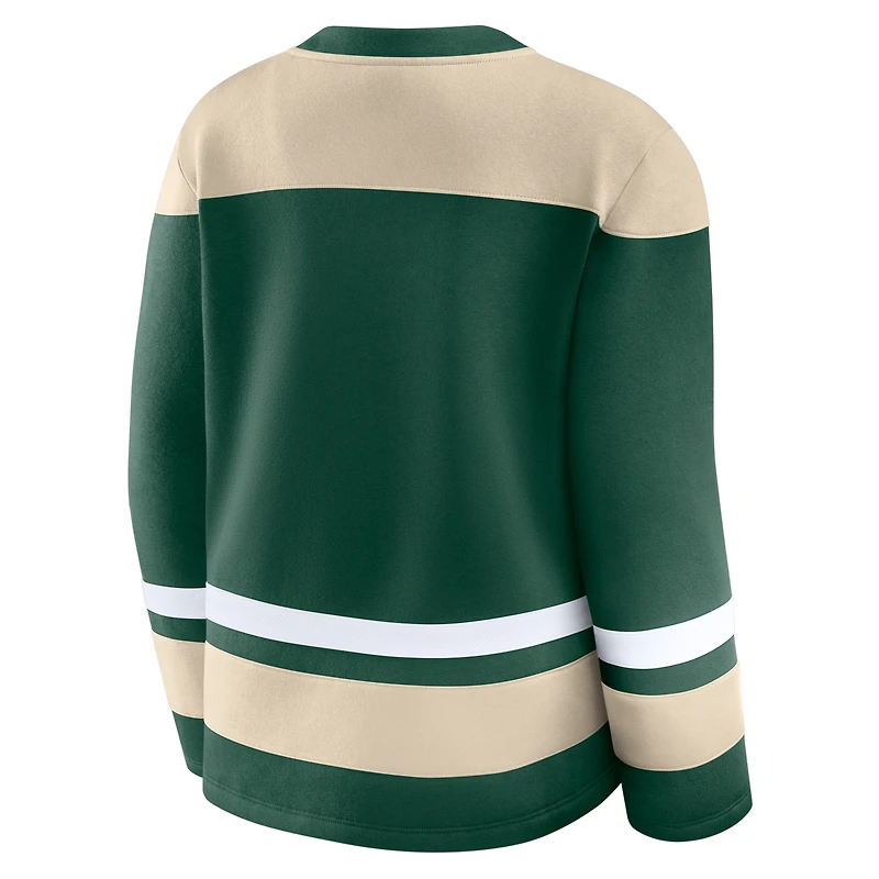 Sweat-shirt à lacets manches longues et imprimé glaçage vert Fanatics pour femme, Minnesota Wild