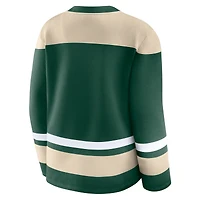 Sweat-shirt à lacets manches longues et imprimé glaçage vert Fanatics pour femme, Minnesota Wild