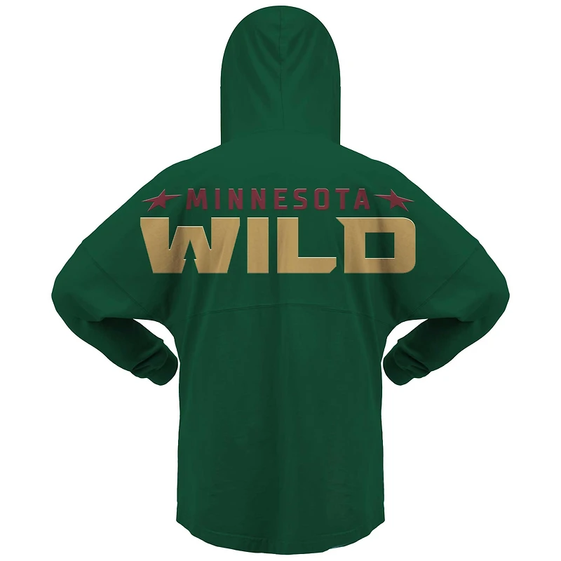 Women's Fanatics Green Minnesota Wild Jersey Lace-Up V-Neck Long Sleeve Hoodie T-Shirt