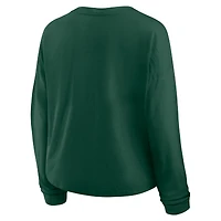 T-shirt Henley surdimensionné à manches longues et imprimé All Out Effort pour femme, vert, Fanatics, Minnesota Wild
