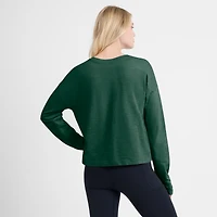 T-shirt Henley surdimensionné à manches longues et imprimé All Out Effort pour femme, vert, Fanatics, Minnesota Wild