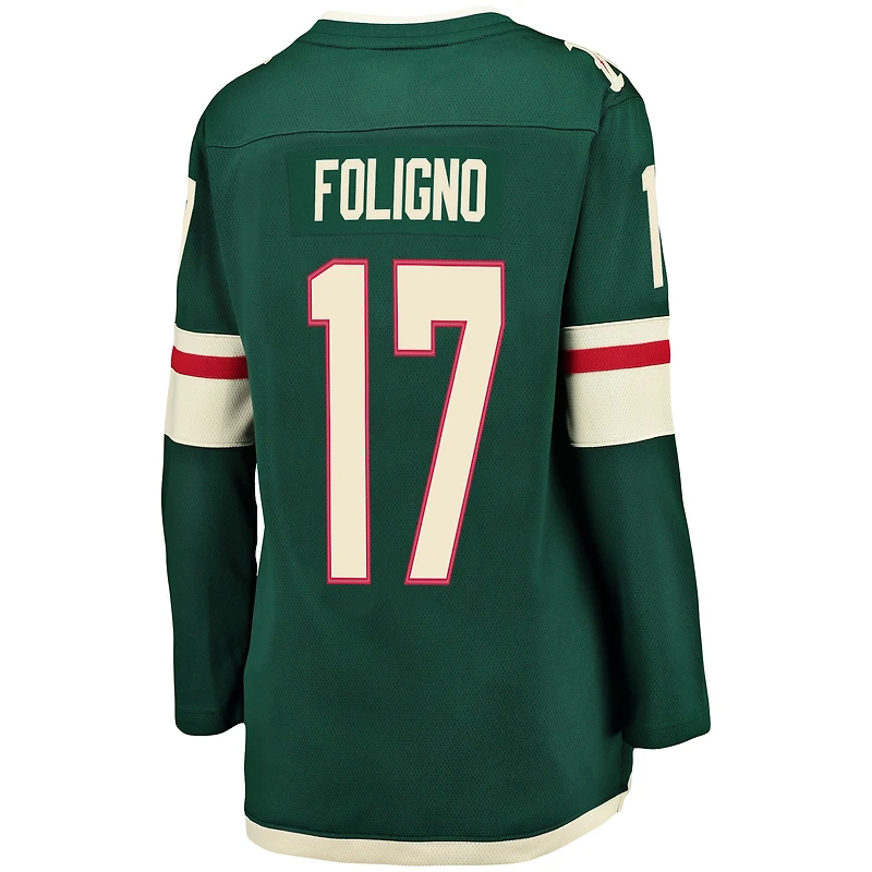 Maillot de joueur Fanatics Marcus Foligno vert Minnesota Wild Breakaway pour femmes