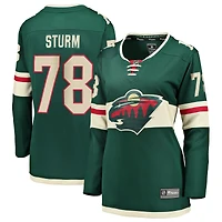 Maillot vert Nico Sturm des Fanatics pour femmes, équipe du Minnesota Wild, domicile, Breakaway