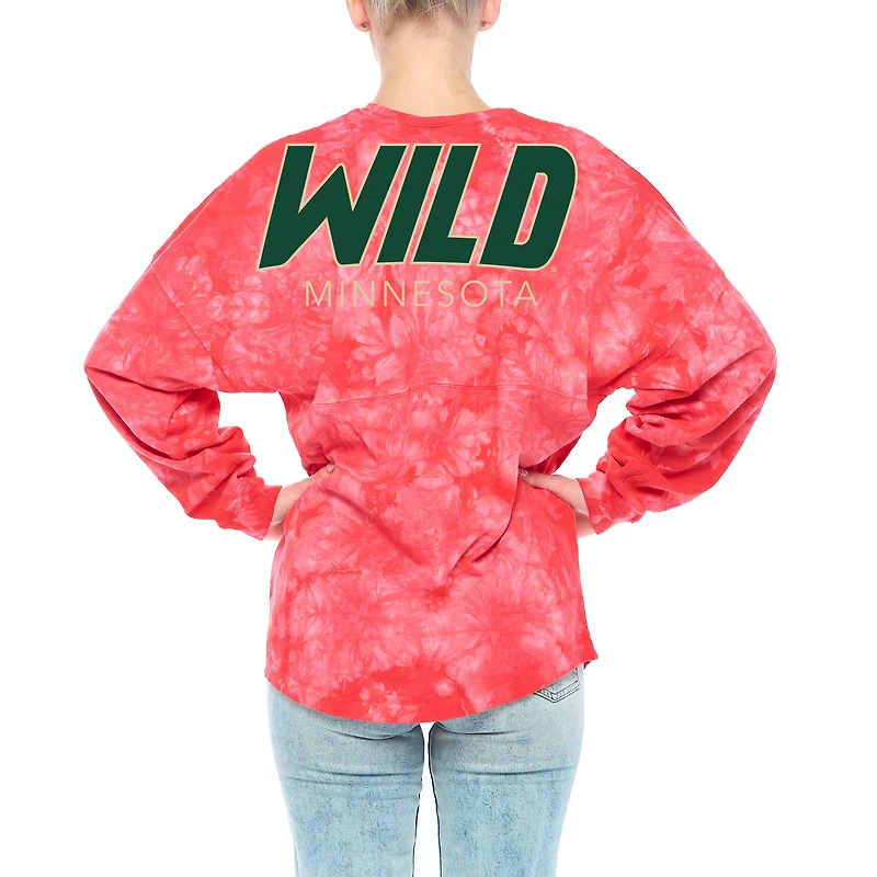 T-shirt à manches longues Fanatics Red Minnesota Wild Crystal-Dye pour femmes
