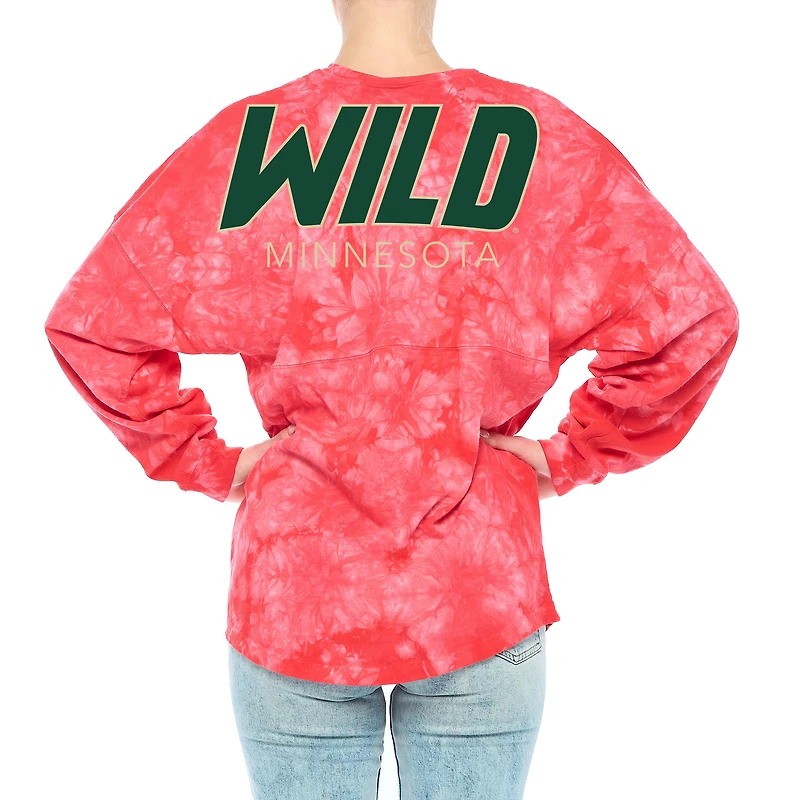 T-shirt à manches longues Fanatics Red Minnesota Wild Crystal-Dye pour femmes