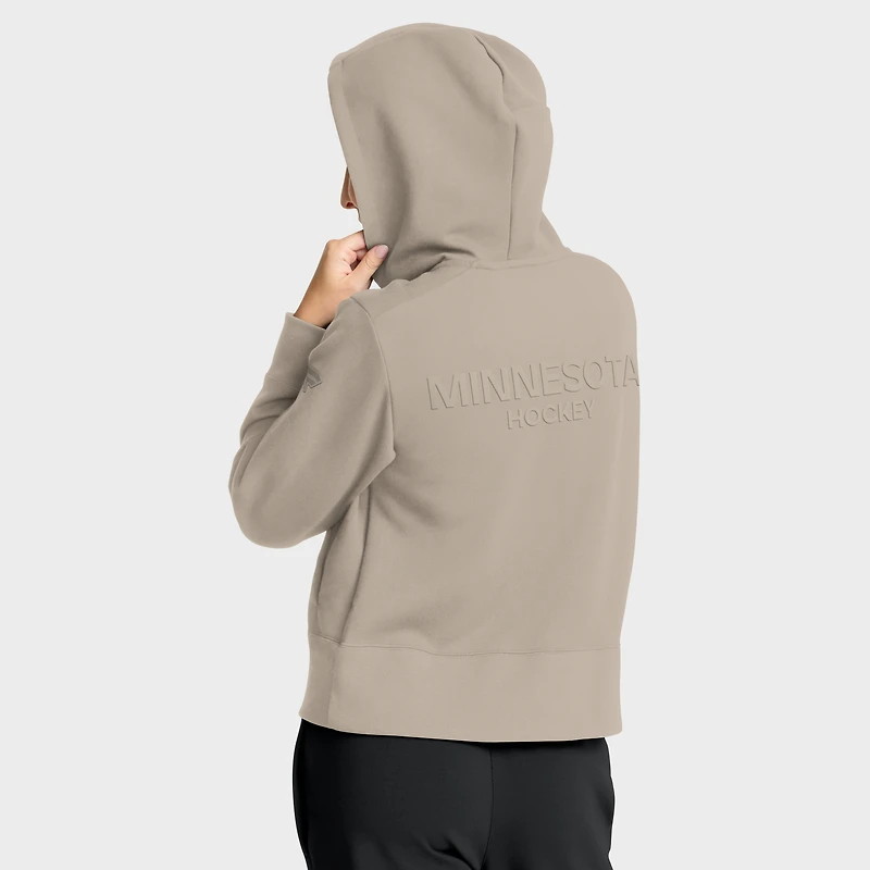 Women's Fanatics Tan Minnesota Wild Authentic Pro Road Tri-Blend Quarter-Zip Hoodie