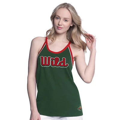 Débardeur flammé à dos nageur et col rond G-III 4Her par Carl Banks pour femme, motif Minnesota Wild, vert