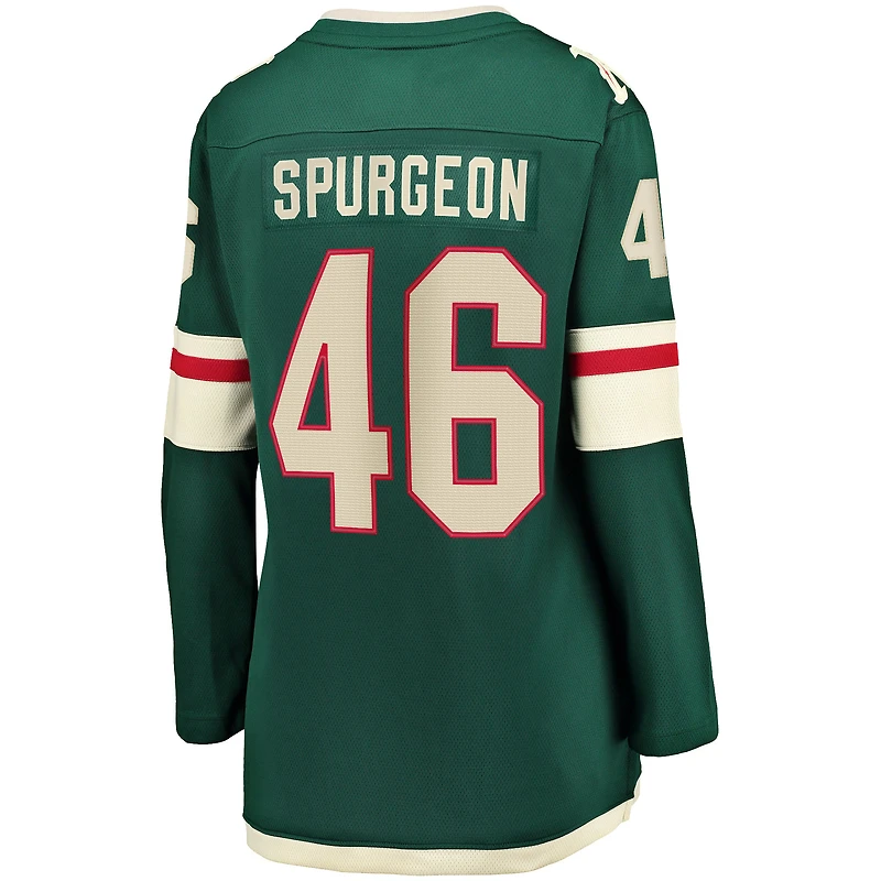 Maillot Jared Spurgeon Minnesota Wild Home Breakaway Player Femme Vert