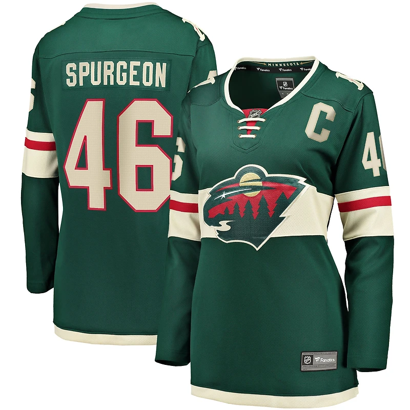 Maillot Jared Spurgeon Minnesota Wild Home Breakaway Player Femme Vert