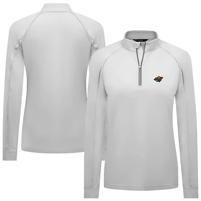 Haut à glissière quart de tour Kinetic Insignia Core Raglan blanc du Minnesota Wild pour femme Levelwear