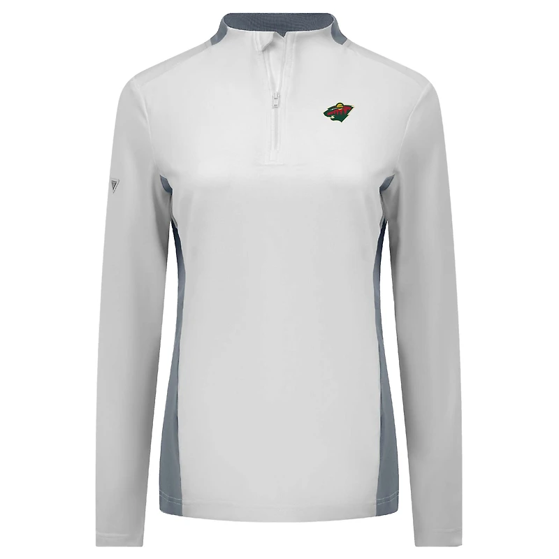 Haut à glissière quart de tour Moxie Insignia Core blanc du Minnesota Wild pour femme Levelwear