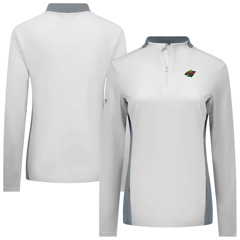 Haut à glissière quart de tour Moxie Insignia Core blanc du Minnesota Wild pour femme Levelwear