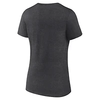 T-shirt à col en V pour femme, logo athlétique, couleur gris anthracite chiné Minnesota Wild Arch Victory