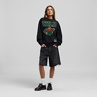 Women's Mitchell & Ness Black Minnesota Wild Core Oversized Sweatshirt