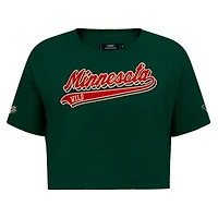 T-shirt court Pro Standard vert Minnesota Wild Boxy Script Tail pour femmes