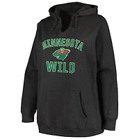Profile Heather Charcoal Minnesota Wild Sweat à capuche grande taille avec logo en forme d'arche pour femme