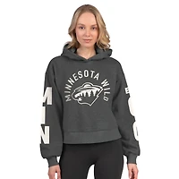 Women's Starter  Heather Charcoal Minnesota Wild Star Player Cropped Fleece Hoodie