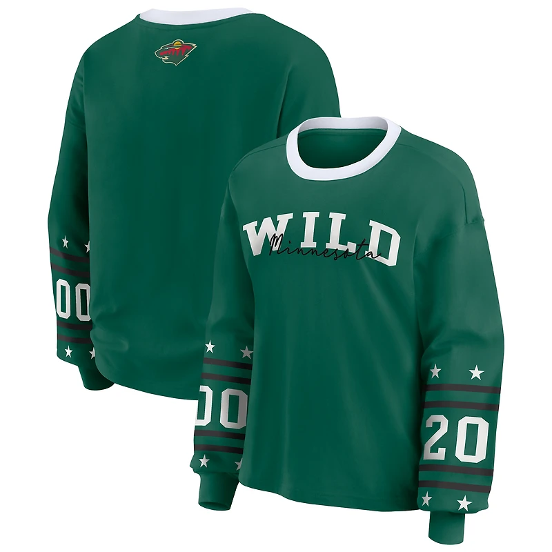 T-shirt de sport à manches longues vert Minnesota Wild pour femme WEAR by Erin Andrews