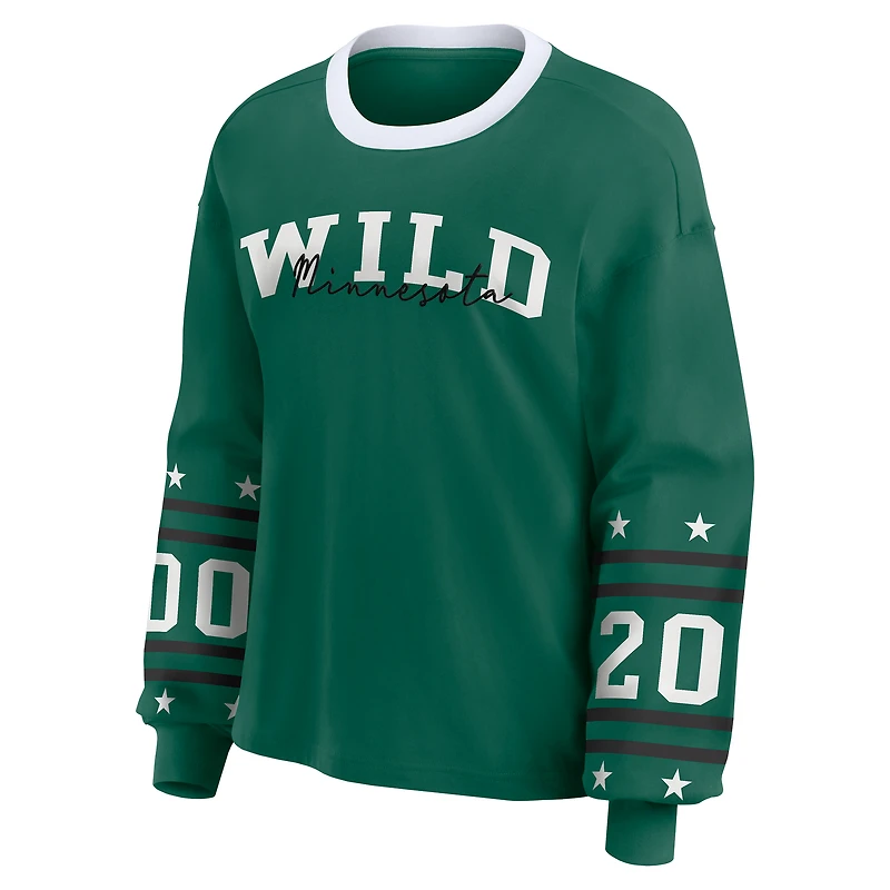 T-shirt de sport à manches longues vert Minnesota Wild pour femme WEAR by Erin Andrews