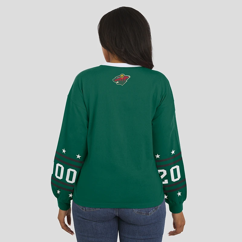 T-shirt de sport à manches longues vert Minnesota Wild pour femme WEAR by Erin Andrews
