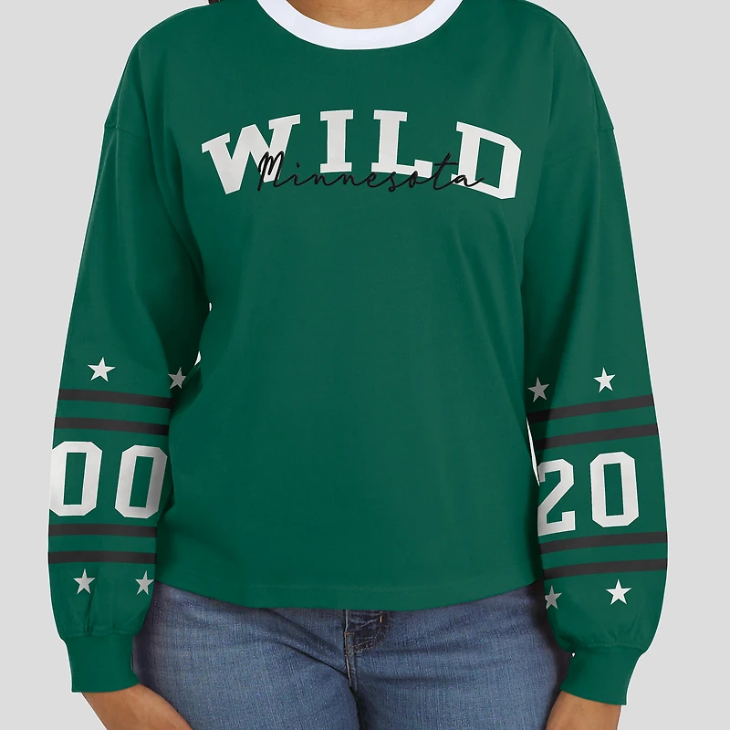 T-shirt de sport à manches longues vert Minnesota Wild pour femme WEAR by Erin Andrews