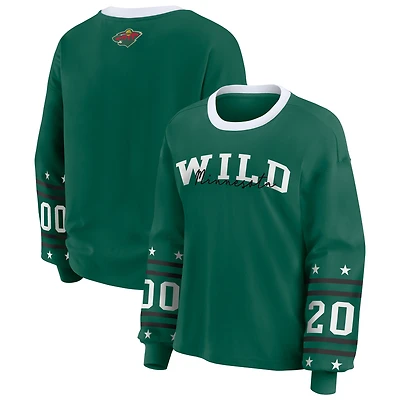 T-shirt de sport à manches longues vert Minnesota Wild pour femme WEAR by Erin Andrews