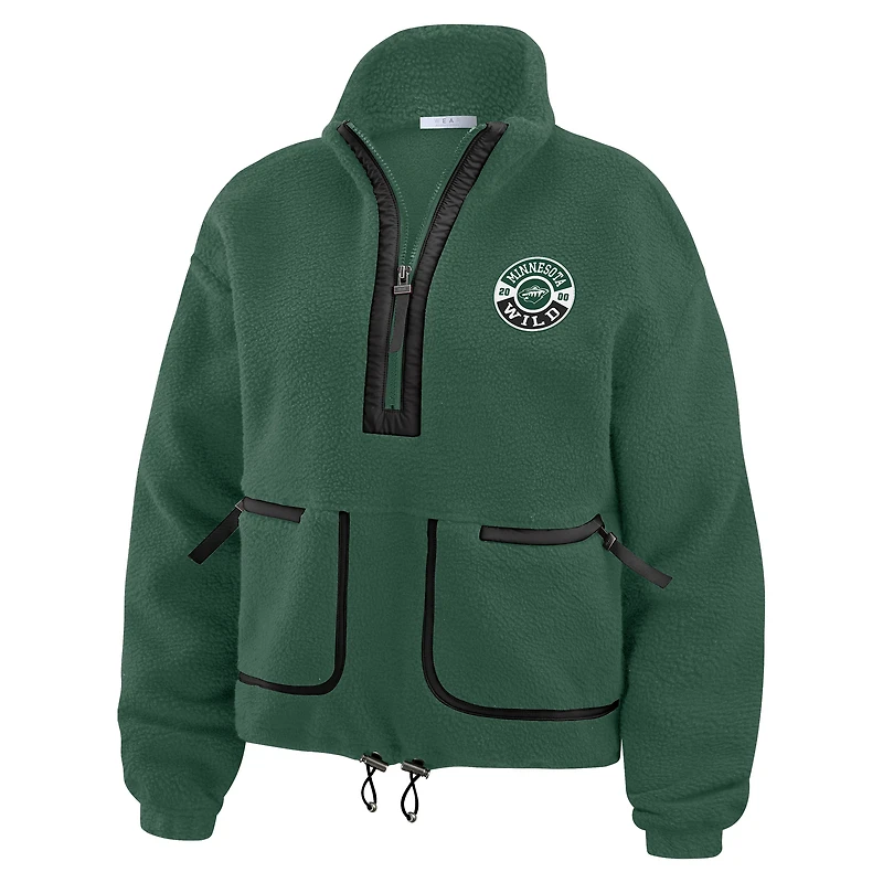 Veste polaire à demi-zip verte Minnesota Wild pour femme WEAR by Erin Andrews