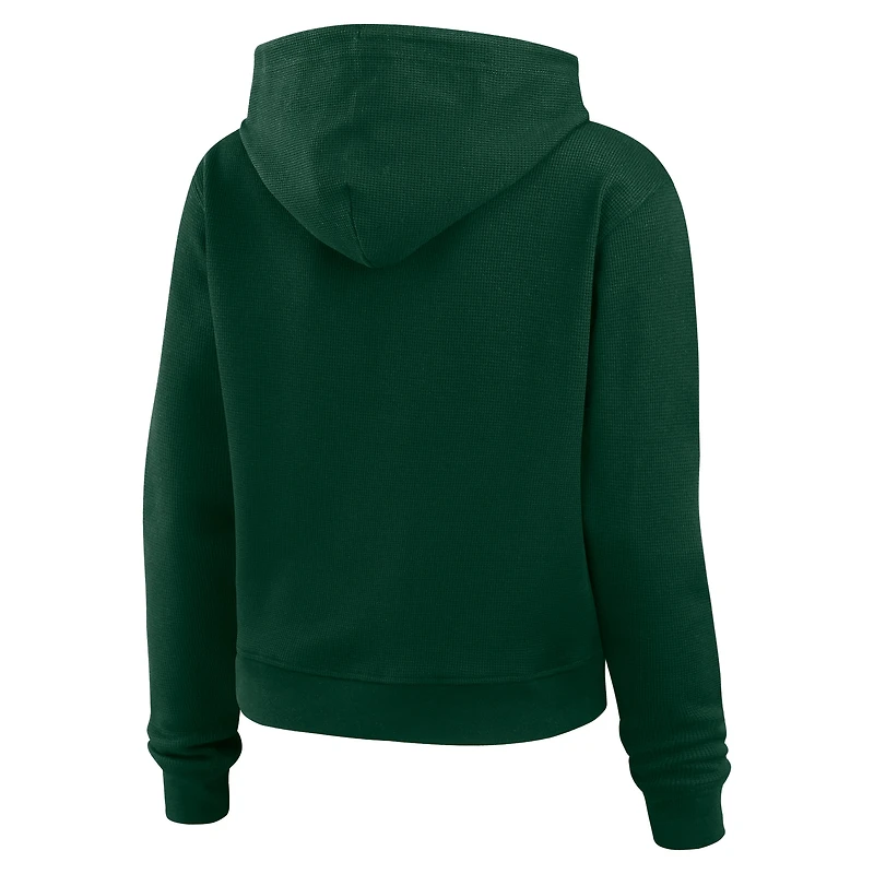 Women's WEAR by Erin Andrews  Green Minnesota Wild Waffle-Knit Pullover Hoodie
