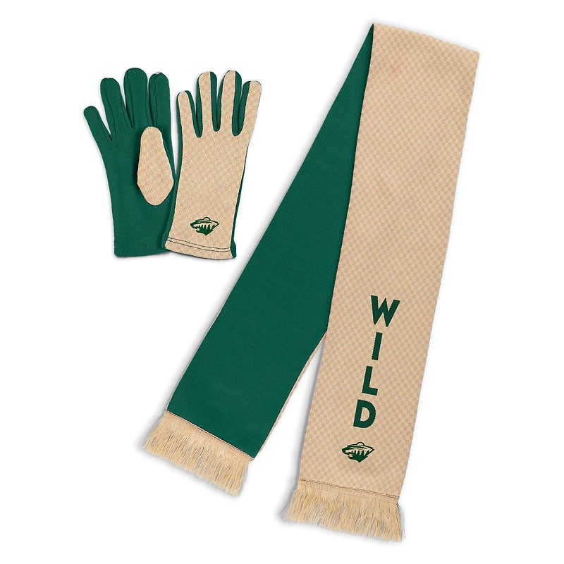 Women's WEAR by Erin Andrews Minnesota Wild Tonal Microcheck Scarf & Glove Set