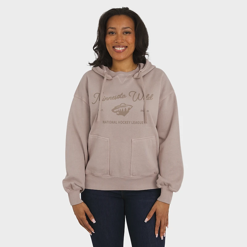 Women's WEAR by Erin Andrews  Tan Minnesota Wild Washed Pullover Crewdie