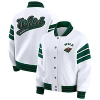 Veste polaire à boutons-pression complète WEAR by Erin Andrews blanche/verte pour femme, motif Minnesota Wild