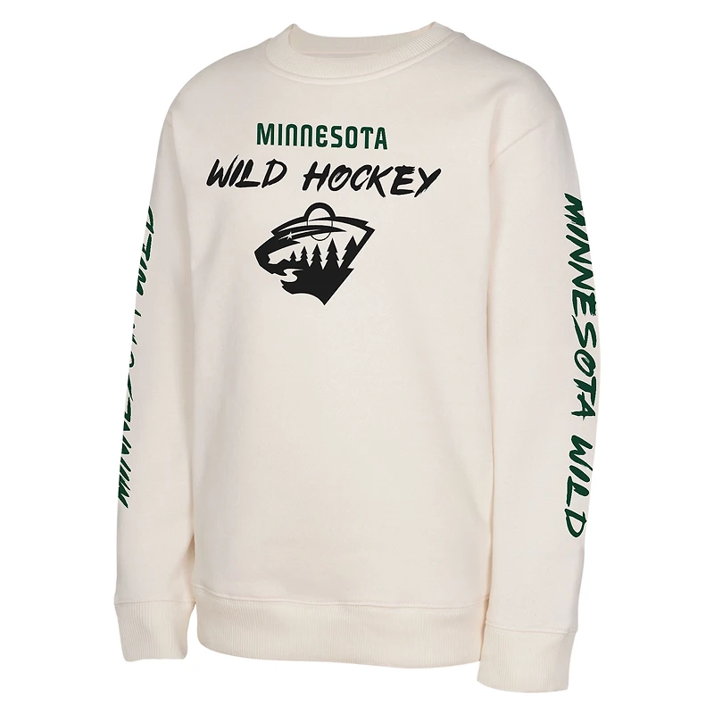 Youth Cream Minnesota Wild Star Power Pullover Sweatshirt