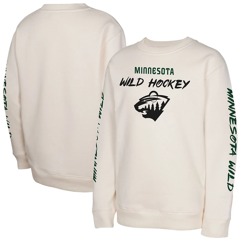Youth Cream Minnesota Wild Star Power Pullover Sweatshirt
