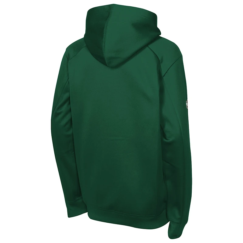 Youth Fanatics Green Minnesota Wild Authentic Pro Rink Raglan Hoodie
