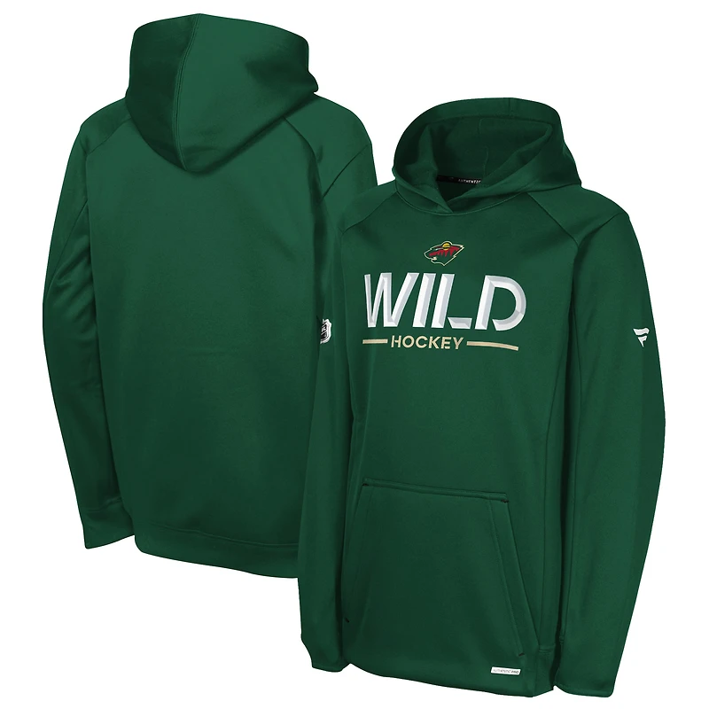 Sweat à capuche raglan authentique Pro Rink du Minnesota Wild pour jeunes fanatiques verts