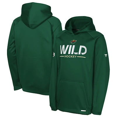 Sweat à capuche raglan authentique Pro Rink du Minnesota Wild pour jeunes fanatiques verts