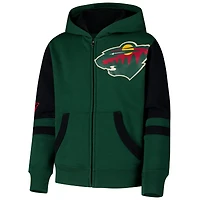 Sweat à capuche entièrement zippé Minnesota Wild Face Off pour jeunes, vert