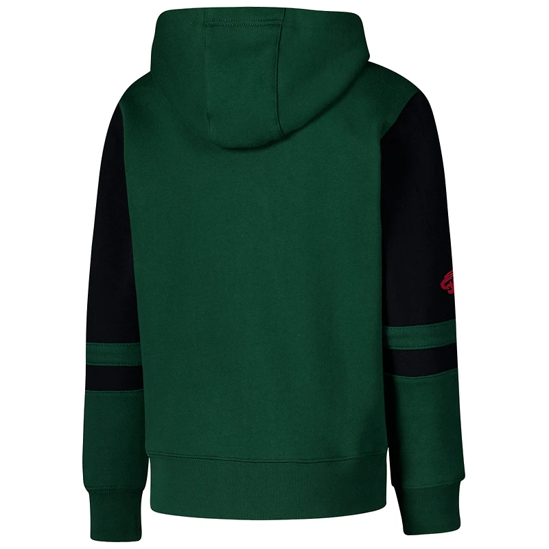 Sweat à capuche entièrement zippé Minnesota Wild Face Off pour jeunes, vert